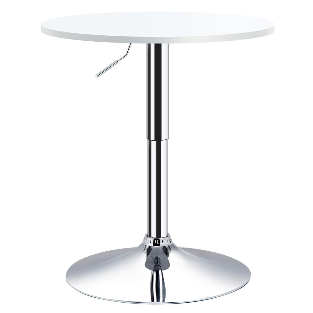 image-60cm Adjustable Height Round Bar Table w/ Swivel Top Metal Frame White