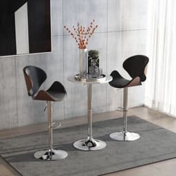 image-60cm Adjustable Height Round Bar Table w/ Swivel Top Metal Frame White