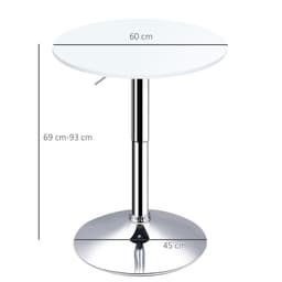 image-60cm Adjustable Height Round Bar Table w/ Swivel Top Metal Frame White