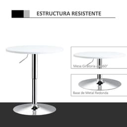 image-60cm Adjustable Height Round Bar Table w/ Swivel Top Metal Frame White