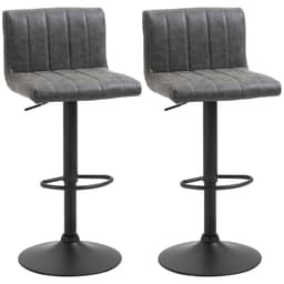 image-HOMCOM Barstools Set of 2 Adjustable Height Bar Chairs with Footrest, Grey
