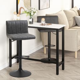 image-HOMCOM Barstools Set of 2 Adjustable Height Bar Chairs with Footrest, Grey