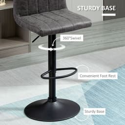 image-HOMCOM Barstools Set of 2 Adjustable Height Bar Chairs with Footrest, Grey