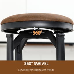 image-Bar Stools Set of 2 Microfiber Cloth Bar Chairs W/ Steel Legs Brown