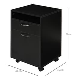 image-HOMCOM 60cm Storage Cabinet w/ Drawer Open Shelf Metal Handles 4 Wheels Black