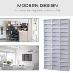 image-HOMCOM CD DVD Media Storage Shelves Display Shelf Racks Wooden Frame White