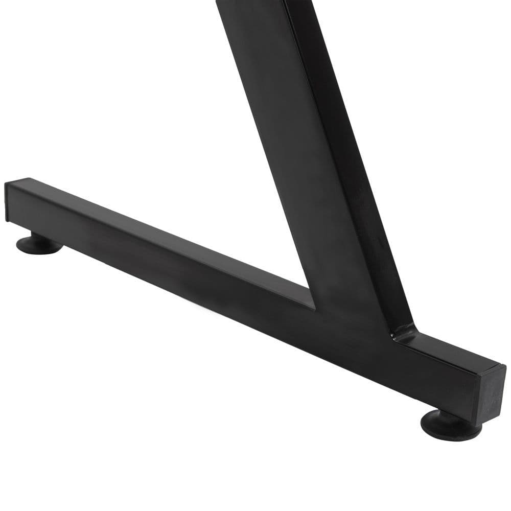 image-Gaming Desk Steel Frame Cup Headphone Holder Adjustable Feet Home Black