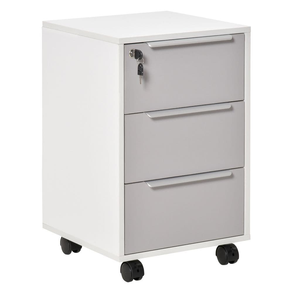image-3-Drawer Locking File Cabinet Mobile Chest of Drawers Side Table Wheels