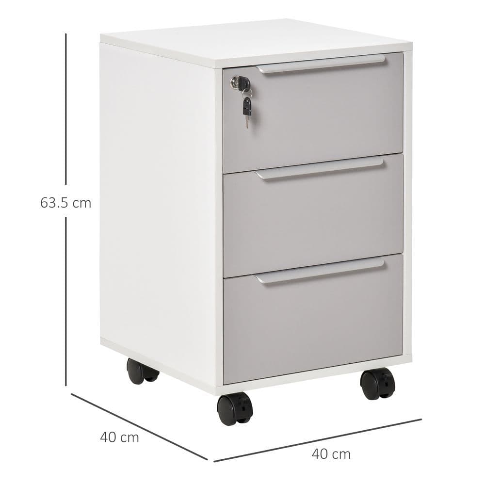 image-3-Drawer Locking File Cabinet Mobile Chest of Drawers Side Table Wheels