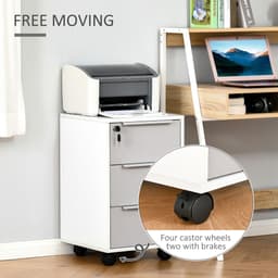 image-3-Drawer Locking File Cabinet Mobile Chest of Drawers Side Table Wheels