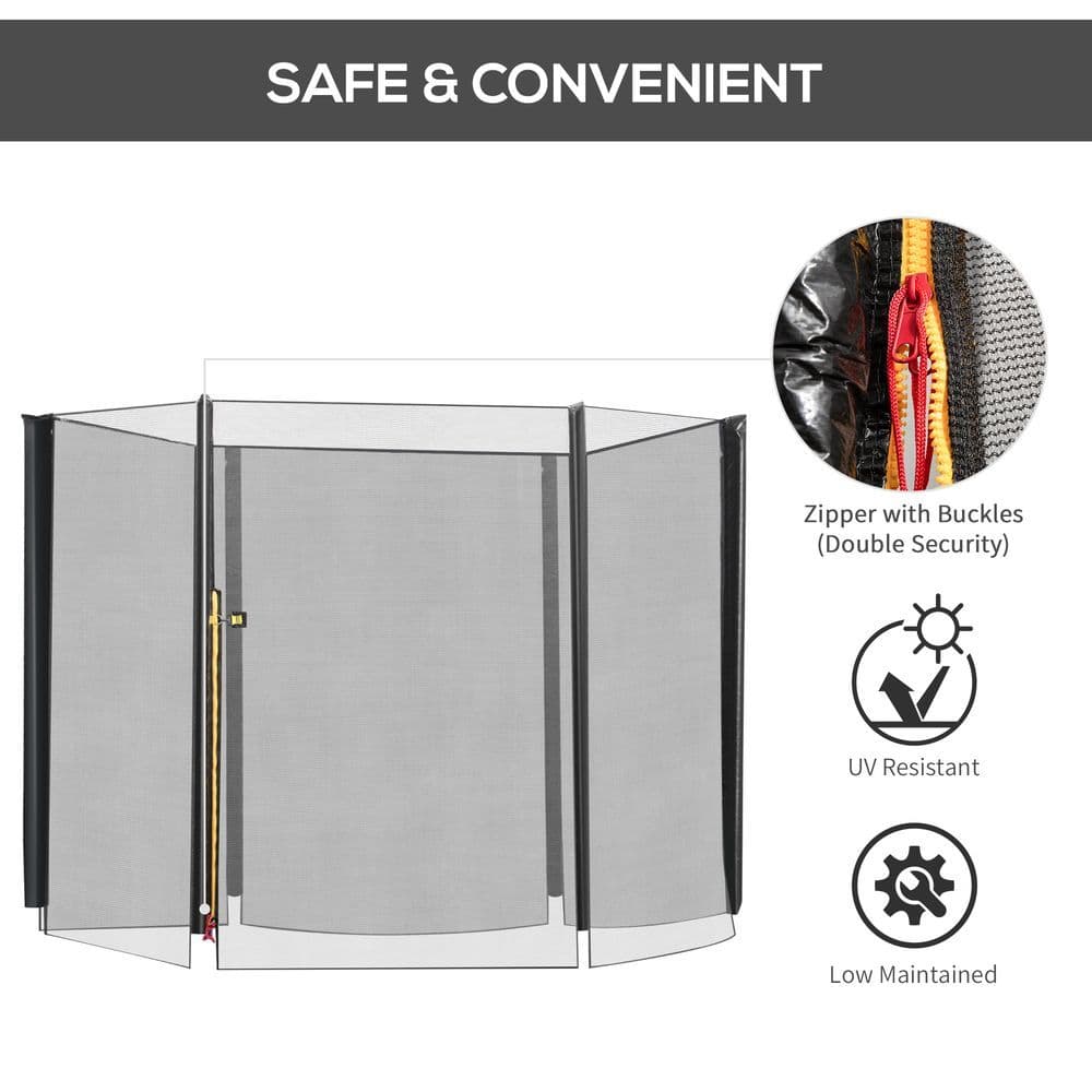 image-8' Trampoline Bounce Safety Fence Round Trampoline Enclosure Net HOMCOM