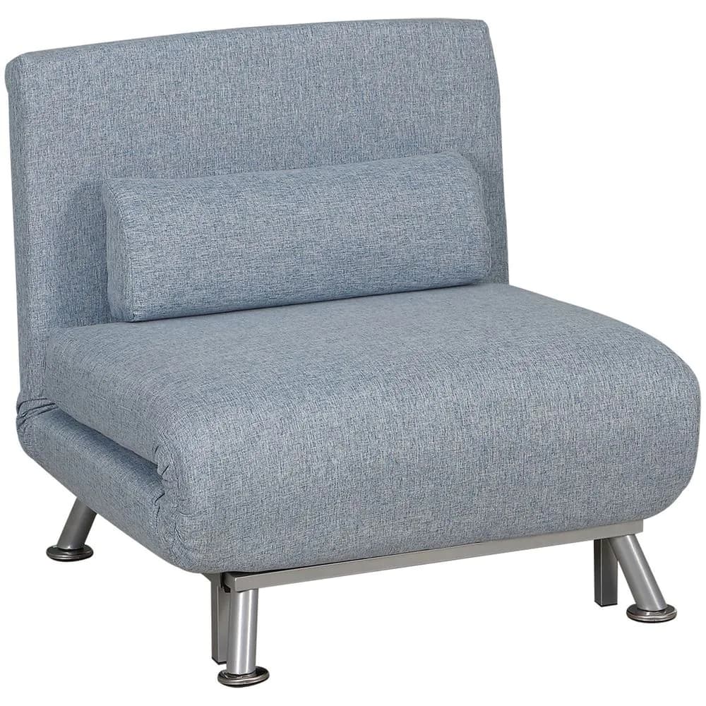 image-Single Folding 5 Position Convertible Sleeper Chair Sofa Bed Blue