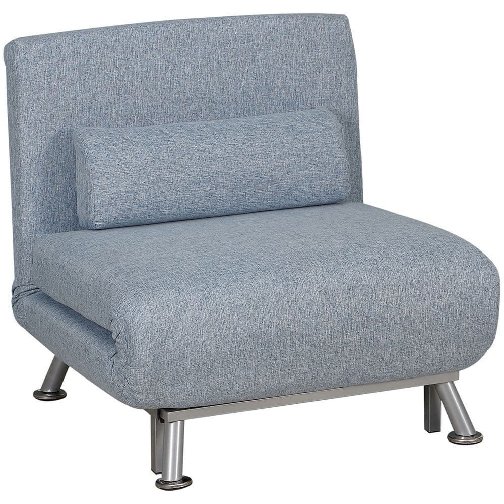 image-Single Folding 5 Position Convertible Sleeper Chair Sofa Bed Blue