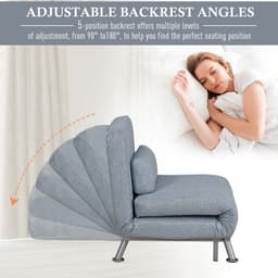 image-Single Folding 5 Position Convertible Sleeper Chair Sofa Bed Blue