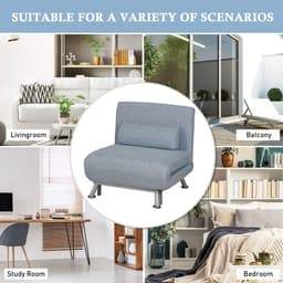 image-Single Folding 5 Position Convertible Sleeper Chair Sofa Bed Blue