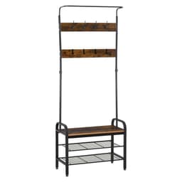 image-Industrial Coat Rack Stand with 8 Hooks Hangers Storage Cabinet Brown