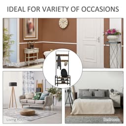 image-Industrial Coat Rack Stand with 8 Hooks Hangers Storage Cabinet Brown