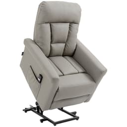 image-Power Lift Chair, PU Leather Electric Recliner with Side Pocket, Grey HOMCOM