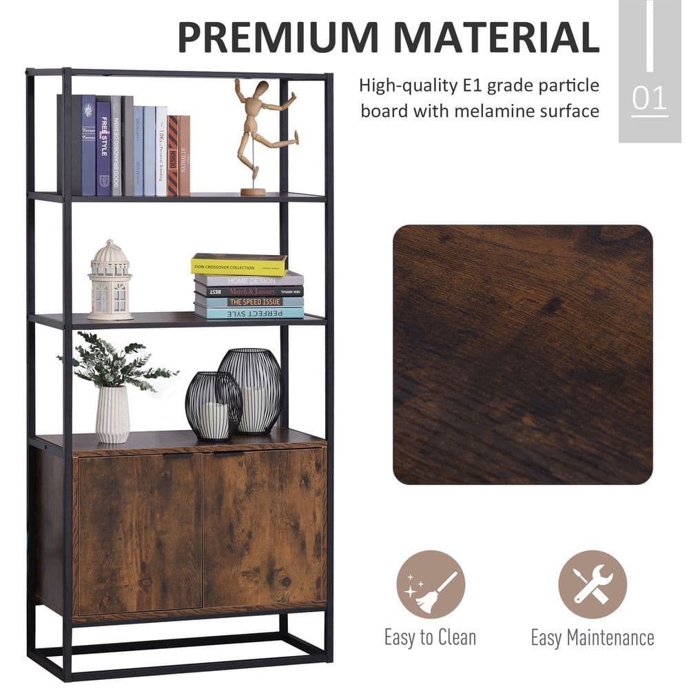 image-Storage Cabinet with 3 Open Shelves Cupboard for Livingroom Bedroom