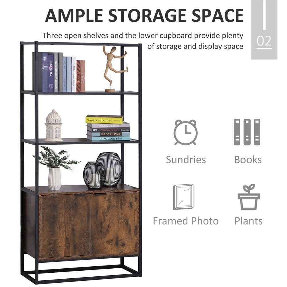 image-Storage Cabinet with 3 Open Shelves Cupboard for Livingroom Bedroom