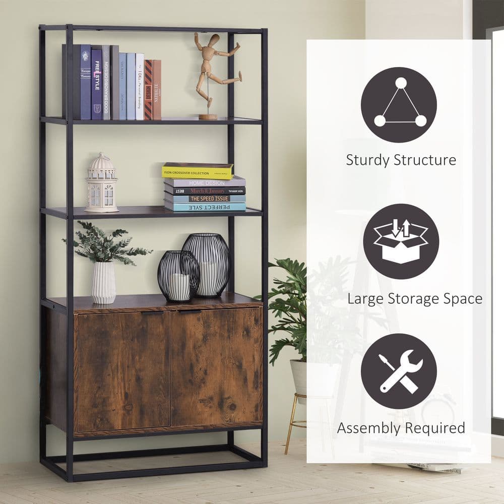 image-Storage Cabinet with 3 Open Shelves Cupboard for Livingroom Bedroom
