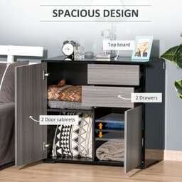 image-Side Cabinet 2 Door Cabinet and 2 Drawer for Home Office Grey Black