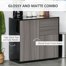 image-Side Cabinet 2 Door Cabinet and 2 Drawer for Home Office Grey Black