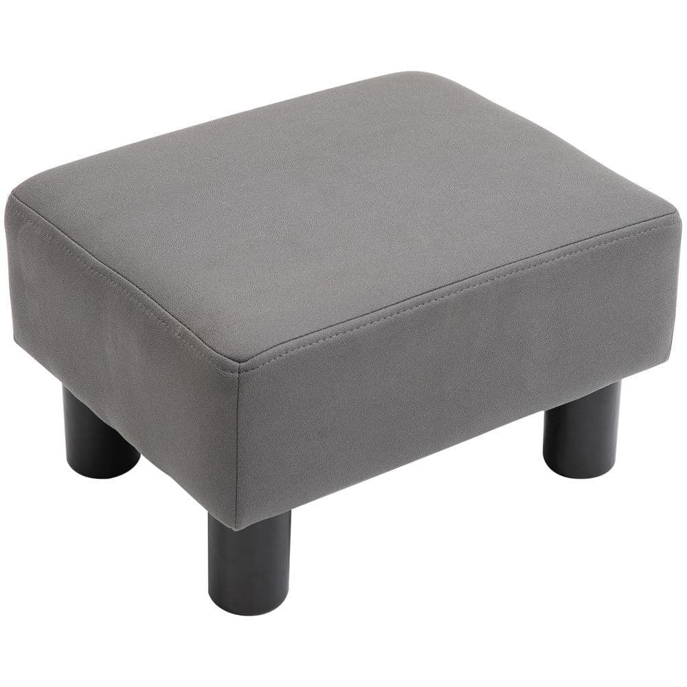 image-Ottoman Footrest Seat Chair Footstool Small PU Leather Home Office Grey