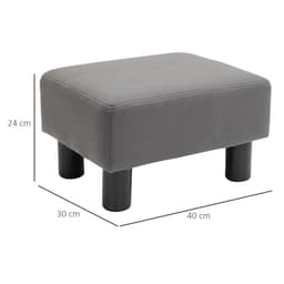 image-Ottoman Footrest Seat Chair Footstool Small PU Leather Home Office Grey