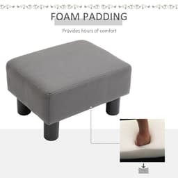 image-Ottoman Footrest Seat Chair Footstool Small PU Leather Home Office Grey