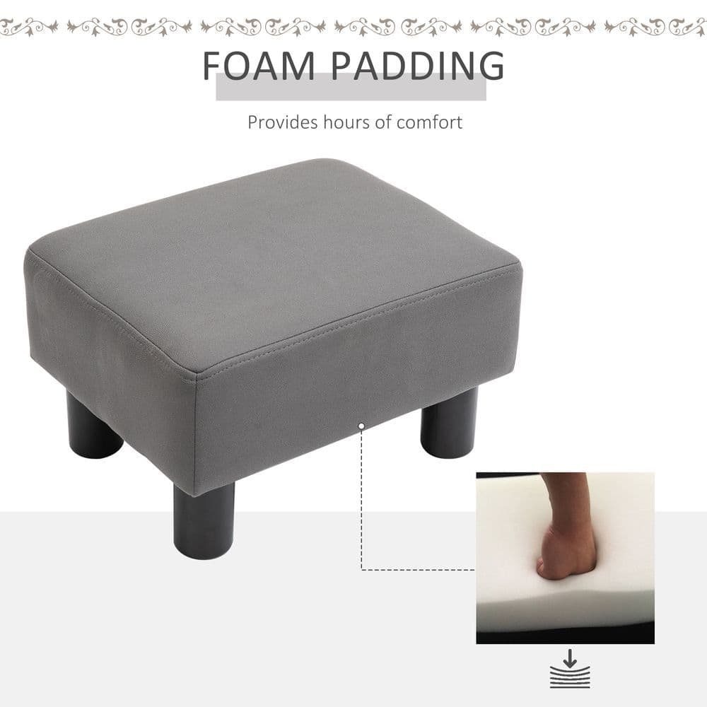 image-Ottoman Footrest Seat Chair Footstool Small PU Leather Home Office Grey