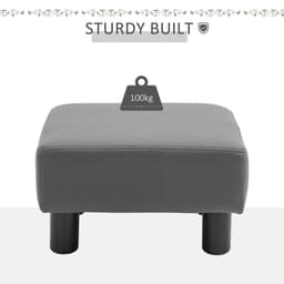image-Ottoman Footrest Seat Chair Footstool Small PU Leather Home Office Grey