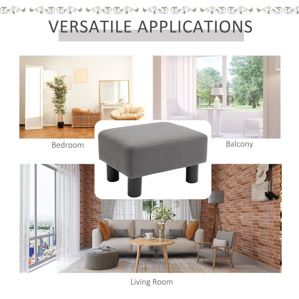 image-Ottoman Footrest Seat Chair Footstool Small PU Leather Home Office Grey