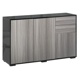 image-Side Cabinet 2 Door Cabinet and 2 Drawer for Home Office Grey Black