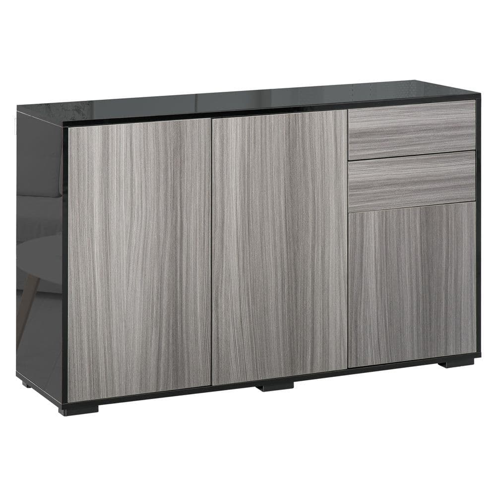 image-Side Cabinet 2 Door Cabinet and 2 Drawer for Home Office Grey Black