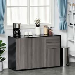 image-Side Cabinet 2 Door Cabinet and 2 Drawer for Home Office Grey Black