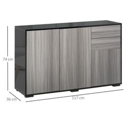 image-Side Cabinet 2 Door Cabinet and 2 Drawer for Home Office Grey Black