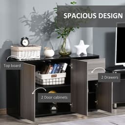 image-Side Cabinet 2 Door Cabinet and 2 Drawer for Home Office Grey Black