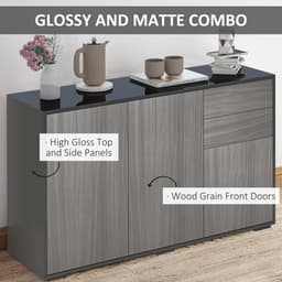image-Side Cabinet 2 Door Cabinet and 2 Drawer for Home Office Grey Black