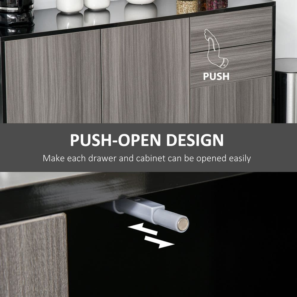 image-Side Cabinet 2 Door Cabinet and 2 Drawer for Home Office Grey Black