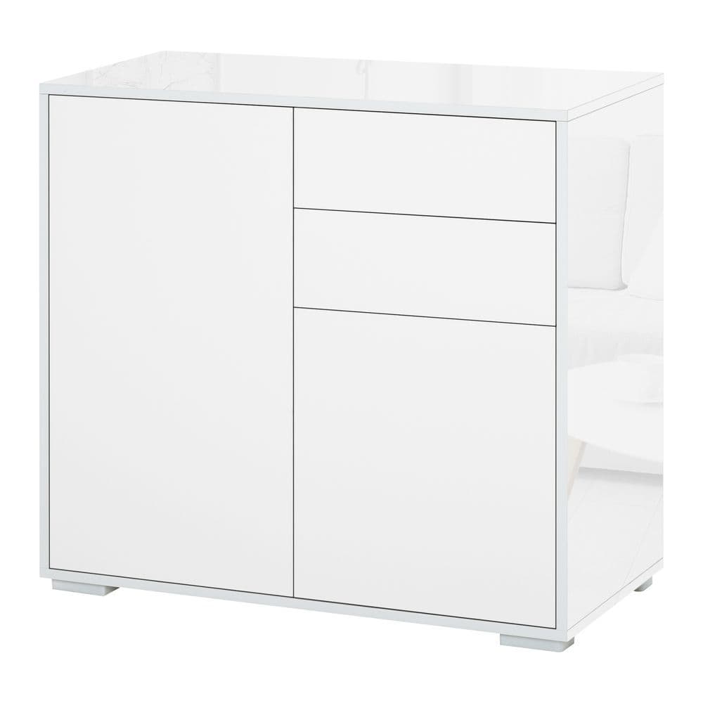 image-Side Cabinet with 2 Door Cabinet and 2 Drawer for Home Office White