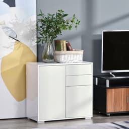 image-Side Cabinet with 2 Door Cabinet and 2 Drawer for Home Office White