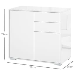 image-Side Cabinet with 2 Door Cabinet and 2 Drawer for Home Office White