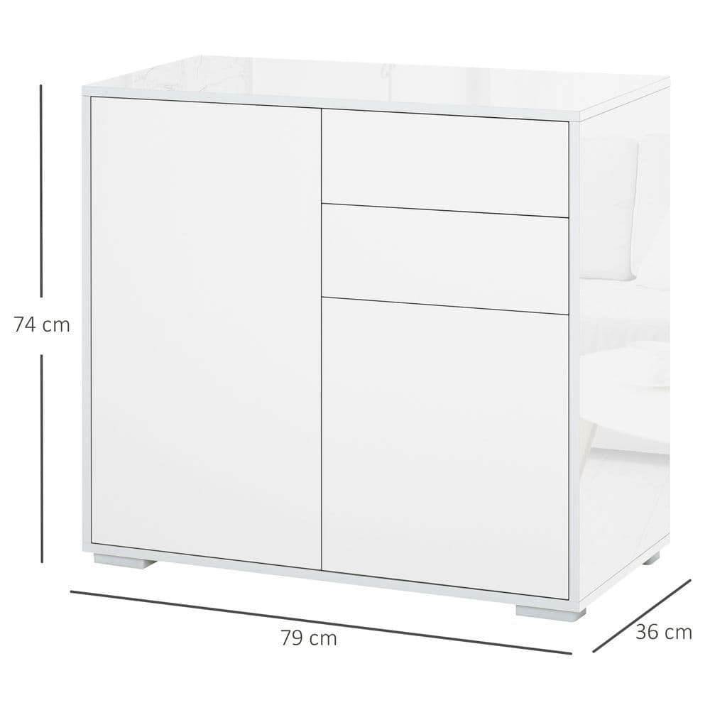 image-Side Cabinet with 2 Door Cabinet and 2 Drawer for Home Office White