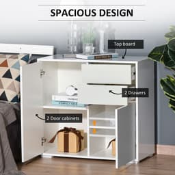 image-Side Cabinet with 2 Door Cabinet and 2 Drawer for Home Office White
