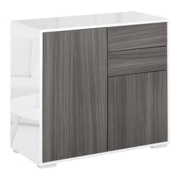image-Side Cabinet with 2 Door Cabinet and 2 Drawer for Home Office Grey
