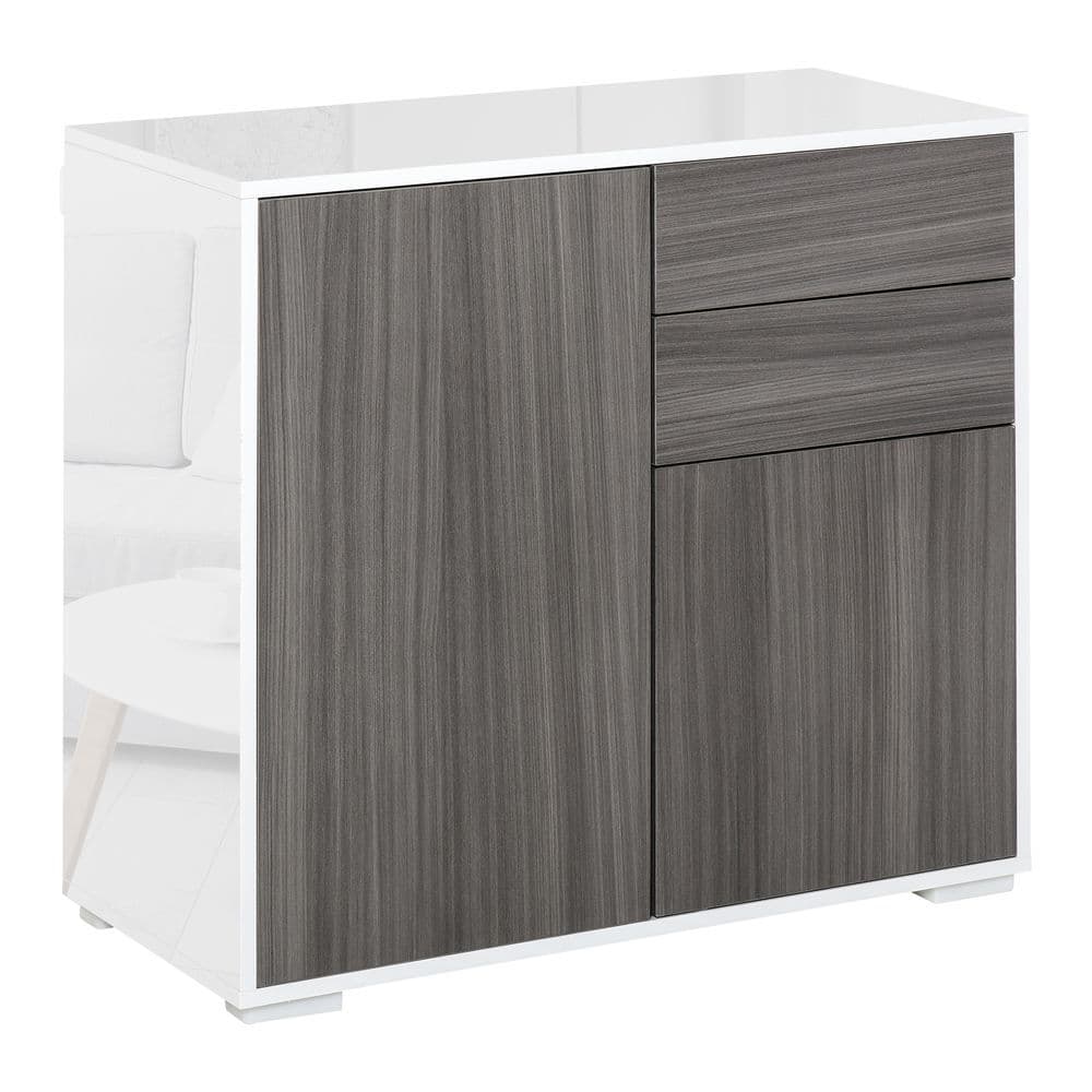 image-Side Cabinet with 2 Door Cabinet and 2 Drawer for Home Office Grey