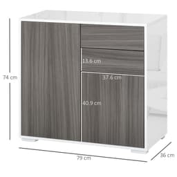 image-Side Cabinet with 2 Door Cabinet and 2 Drawer for Home Office Grey