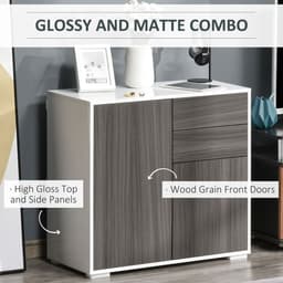 image-Side Cabinet with 2 Door Cabinet and 2 Drawer for Home Office Grey