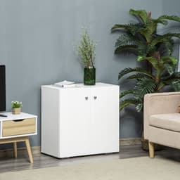 image-HOMCOM Freestanding Storage Cabinet w/ Two Shelves Wooden Sideboard - White